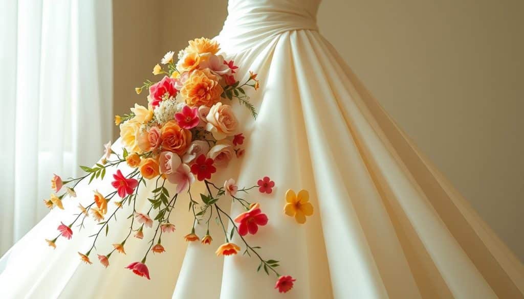 Brautkleid mit 3d Blumen online kaufen