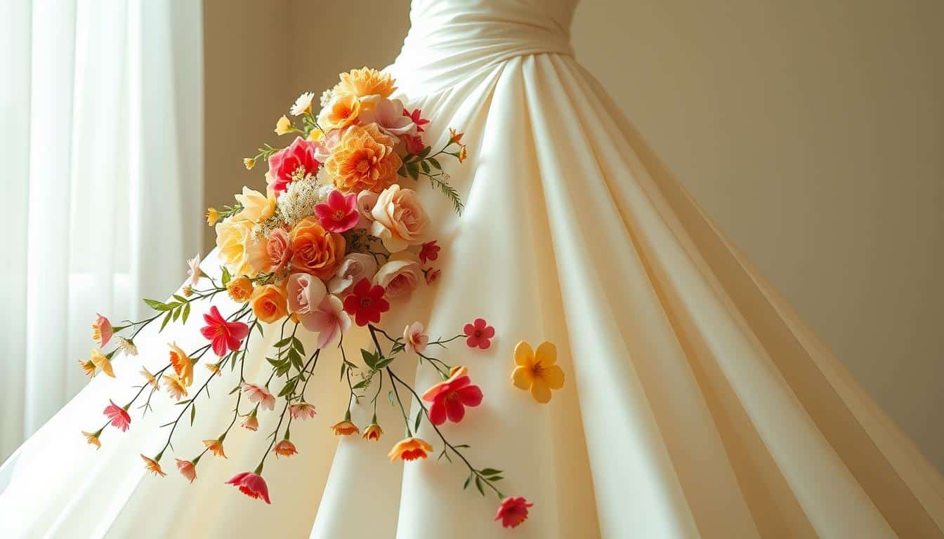 Brautkleid mit 3d Blumen online kaufen