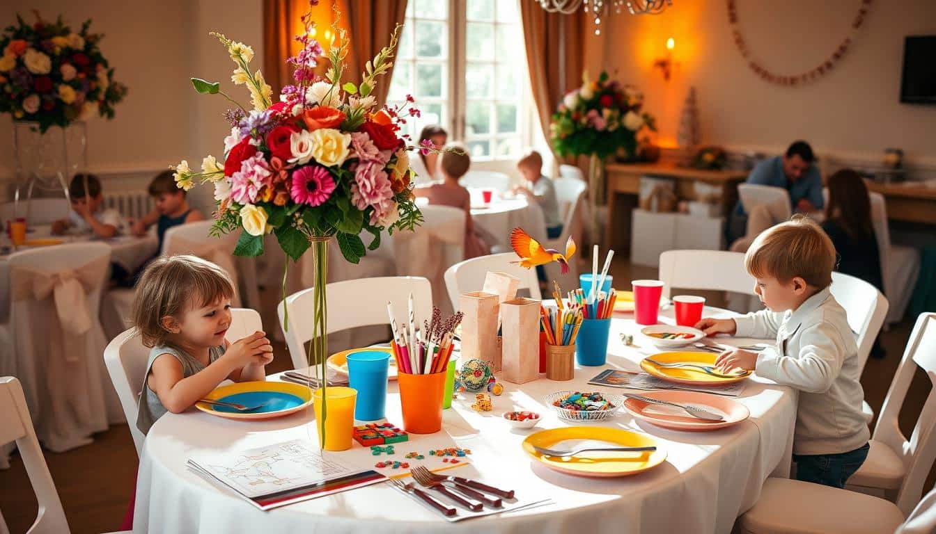 Deko & Beschäftigung am Kindertisch bei der Hochzeit